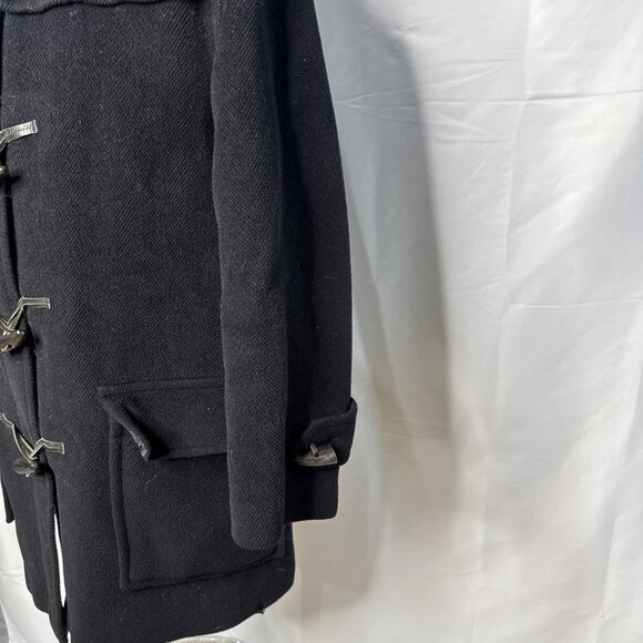BURBERRY LONDON Duffle Coat Toggle Wool Hooded Black UK 16 US 12 L - Picture 5 of 11
